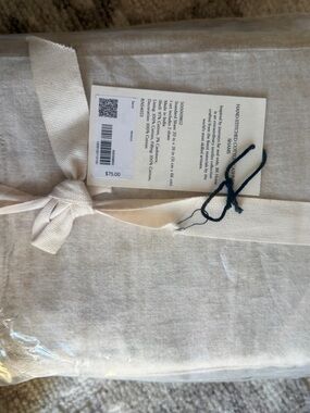 Hand-Stitched Cotton-Cashmere Queen Size Bedding Set in Natural Beige